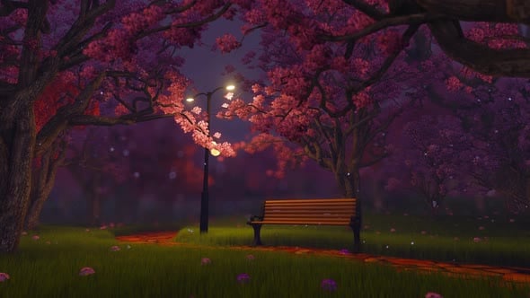 Magic Spring Forest, Backgrounds Motion Graphics ft. bench & cherry ...