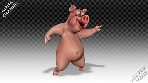 Funny 3D Animated Dancing Pig Character