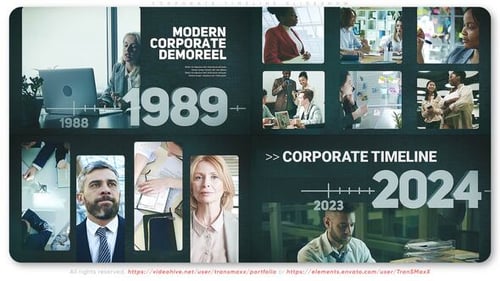 Dynamic Grid Corporate Video Timeline Slideshow