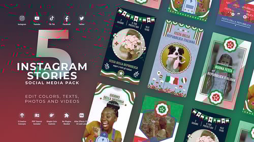 Italy Independence Day Italian Flag Instagram Stories MOGRT Premiere Pro