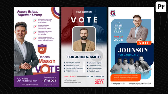 Dynamic Vertical Election Campaign Social Media Kit, Broadcast Packages ...