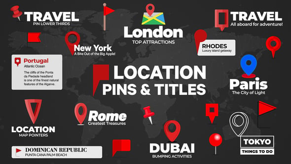 Animated Location Pins and Text Titles for Travel, Titles ft. location ...