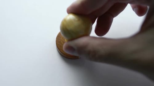 Stamp Printing the Word NO on White Paper