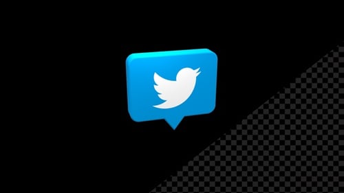3D Twitter Speech Bubble Logo Rotating Social Media Animation