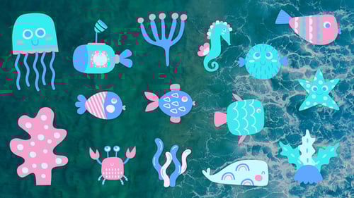 Sticker Pack - Children Graphic Ocean Life After Effects Project Template