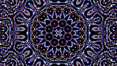Hypnotic Glowing Geometric Kaleidoscope Motion Background