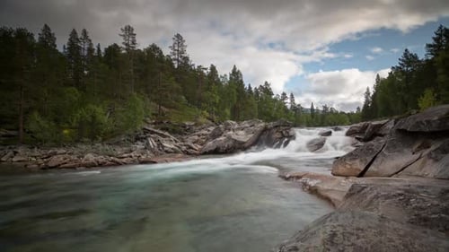 Stromschnellen Wasserfall See Wasser Norwegen Natur Zeitraffer