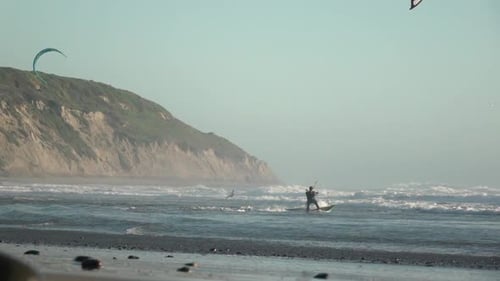 Kitesurfing on a Sunny Beach Day