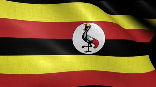 Uganda Flag Waving Animation with Fabric Texture