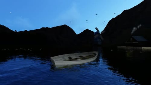 Abandoned Boat and Lake View