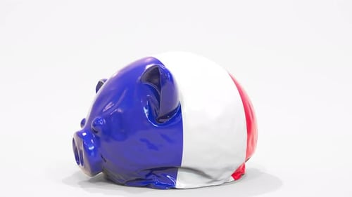Deflating Inflatable Piggy Bank with Printed Flag of France
