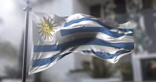Realistic Waving Flag of Uruguay for National Representation
