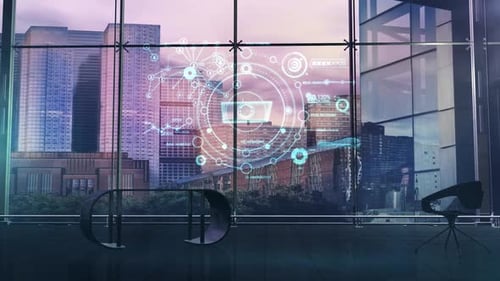 Infographics On The Theme Of The Network On The Office Background HD