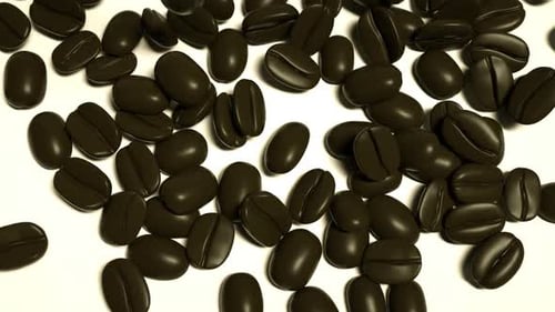 Realistic 3D Coffee Beans Falling and Filling Background Animation