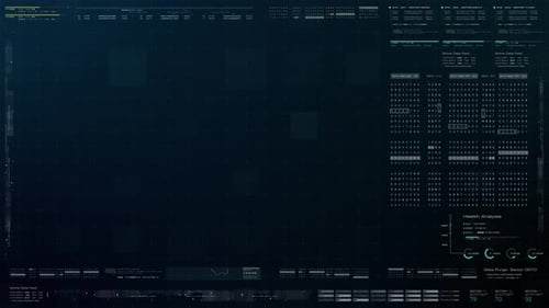Futuristic Digital HUD Interface with Abstract Data Analysis