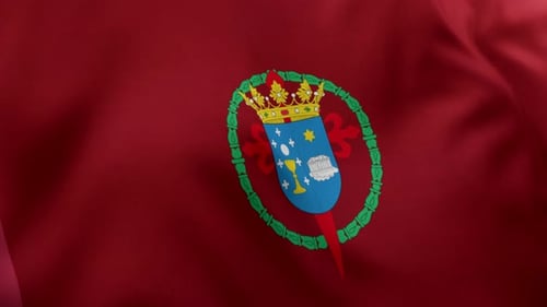 Drapeau de la ville de Saint-Jacques-de-Compostelle (Espagne) - 4K