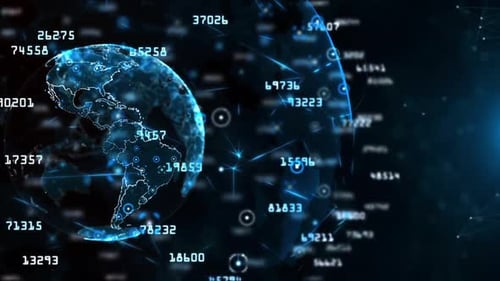 Digital Earth Globe with Global Network and Data Flow Animation