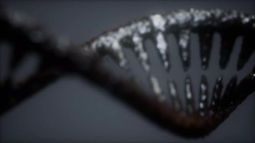 Animated Dark 3D DNA Helix Rotating for Science and Medical Projects
