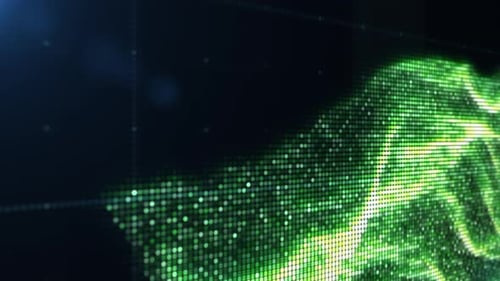 Dynamic Green Digital Grid Abstract Wave Background