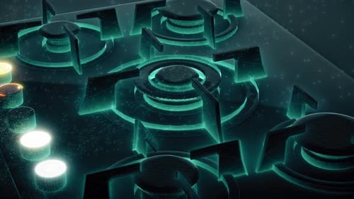 Futuristic Holographic Gas Stove Display Animation