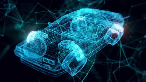 Cyberpunk Flying Car Hologram Close Up 4k