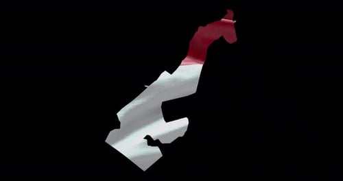 Monaco national flag background with country shape outline