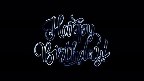 Animated Neon Happy Birthday Script Title