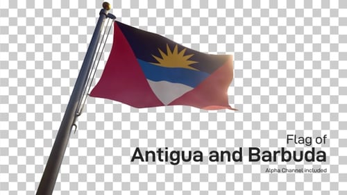 Antigua and Barbuda Flag Waving on Transparent Background
