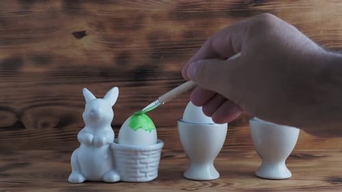 Hand Painting Easter Egg Green Color