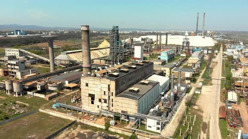 Abandoned industrial factory facility aerial view