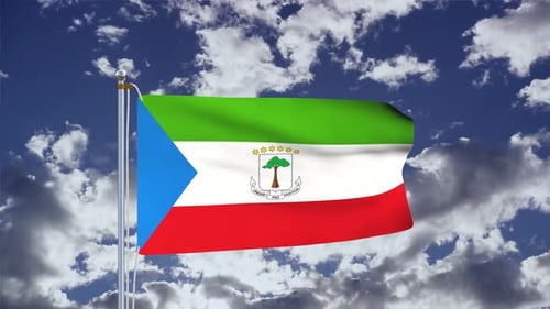 Equatorial Guinea National Flag Waving in the Wind