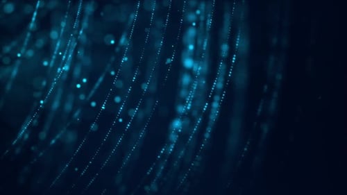 Abstract Blue Glowing Particles Data Stream Background Animation