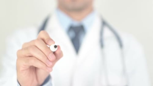 Doctor Writes Virus On Glass Surface