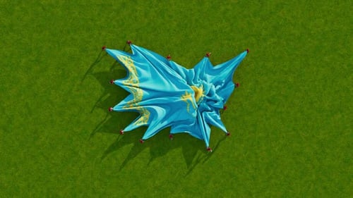 Kazakhstan Flag Unfurling Animation on Green Grass