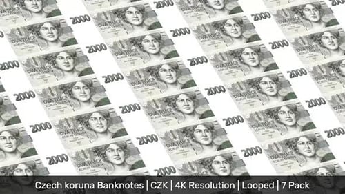 Czech Republic Banknotes Money / Czech koruna / Currency Kč / CZK/ | 7 Pack | - 4K