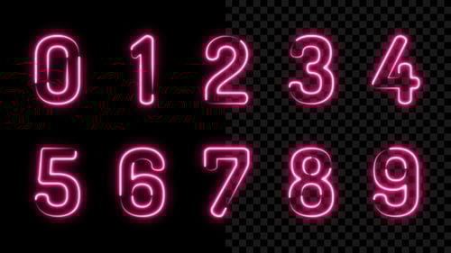 Animated Pink Neon Numbers 0-9 Reveal