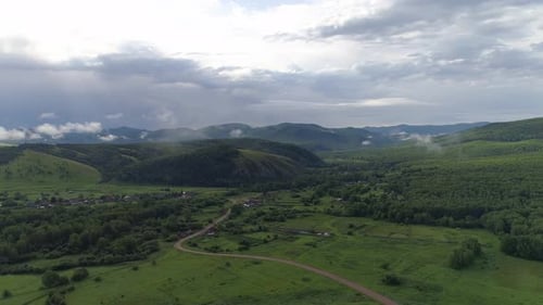 Lush Green Valley Landscape Aerial View