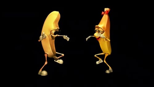 mr. Banan and ms. Banana - Looped Dance with Alpha Channel and Shadow