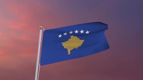 Kosovo Flag Realistic Waving Animation