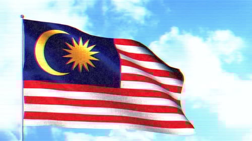 Glitch Effect Malaysia Flag Waving Overlay