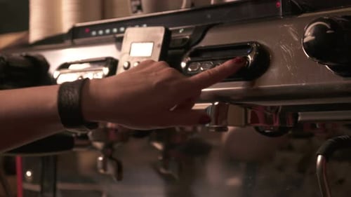 Espresso Machine in a Cafe Brewing Coffee