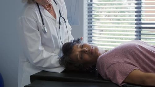 Physiotherapist at work in a hospital