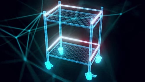 Medical Trolley Hologram Close Up 4k