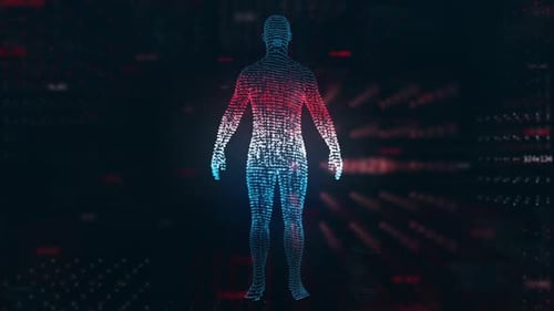 Futuristic Human Body Scan Data Visualization Hologram