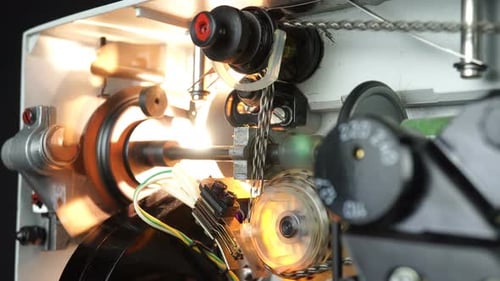 Internal Machine Mechanisms Working in Close Up