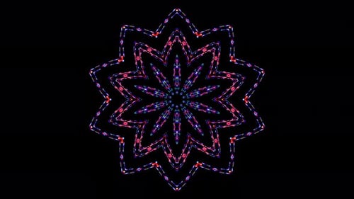 Abstract Neon Kaleidoscope Star Pattern Motion Background