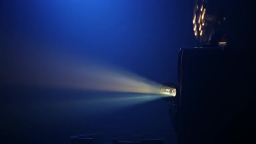 Vintage Film Projector Blue Light Beam