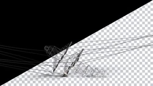 3D Wireframe Power Pylon Collapse Animation