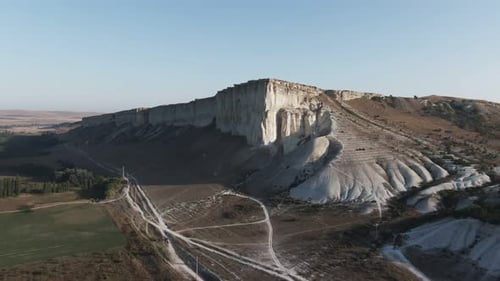 Fly Around the Corner of the White Cliff at Dawn Crimea White Rock August 2019