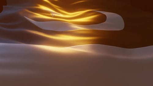 Golden Waving Fabric with Crescent Moon and Star